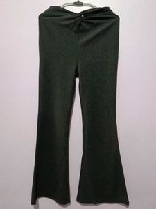 black solid flared trousers women( length 41)