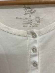 Cream Long Sleeve Henley Top