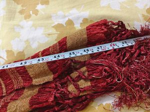 Red &amp; Gold Striped Crinkle Dupatta
