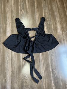 Black Satin Frilled Top