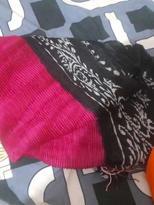 Pink & Black Pleated Dupatta