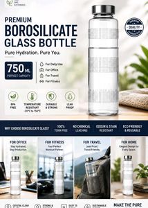 Premium Borosilicate Glass Water Bottle
