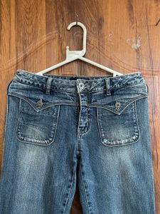 Women's Blue Vintage Denim Flare Jeans