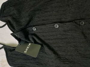 Casual Black Button-Down Dress