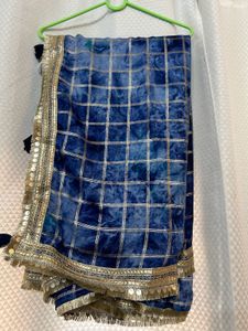 Stunning Blue Tie-Dye Saree with unstitched blouse