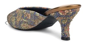 Sparkling Pointed Navy Toe Mules