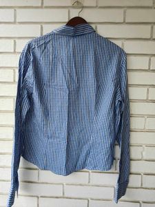 Blue Gingham Button-Up Shirt