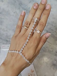Sparkling Rhinestone Haath phool Ring Bracelet