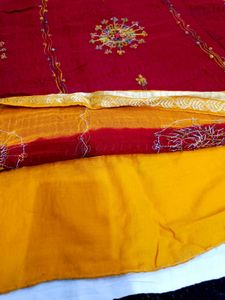 🇳🇿💫🎀 Y2K Elegant Red Embroidered Saree