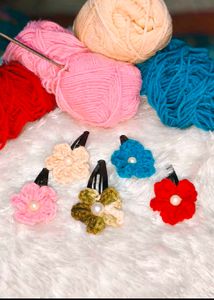 🔥 MEGA SALE OFFER 🔥 Crochet Flower Hair Clips