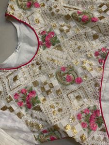 Cream Embroidered Anarkali Kurti