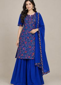 Vibrant Blue Embroidered Kurta Set