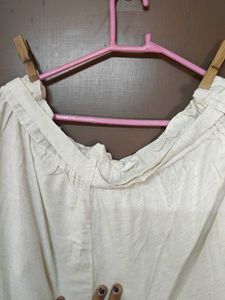 Free delivery - Cream Linen Wide Leg Pants