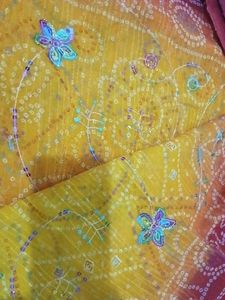 Vibrant Bandhani Saree with Embellishments