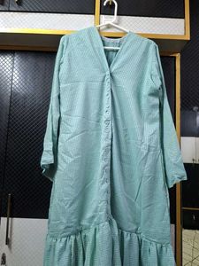 Light Blue Striped Abaya with Naqab