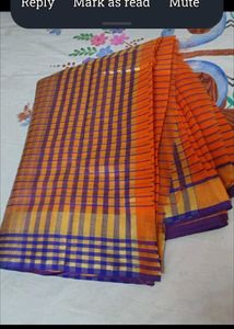Vibrant Checked  Saree attached blouse pc