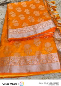 Vibrant Yellow Banarasi Silk Saree