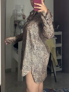 Leopard Print Shirt Dress