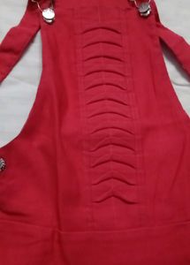 Chic Red Pinafore Dress