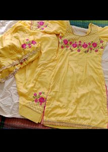 Yellow Embroidered Kurta