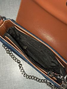 Denim Crossbody Bag with Chain Strap