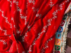 Beautiful Red Embroidered Saree