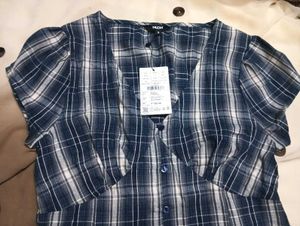 NUDH Plaid V-Neck Top
