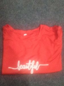 Vibrant Red "Beautiful" Graphic T-Shirt