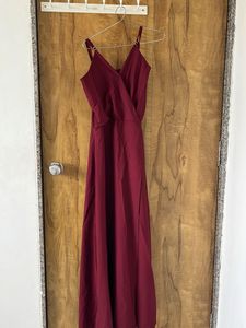 Maroon Maxi Dress slit dres