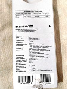 boAt Bassheads 211 Earphones With Box