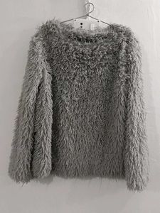 Gray Fuzzy Knit Sweater