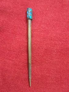 Boho Wooden Hair Stick with Blue Accents