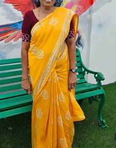 Yellow Cotton chunkidi saree