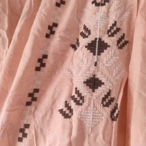 Embroidered Peachy Pink Kurta