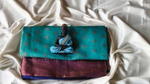 Elegant Teal Saree with Brocade Border