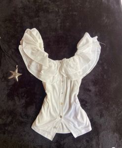 White Off-Shoulder Ruffle Top &amp; Skirt co-ord Set