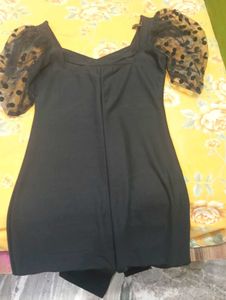 Black Dress with Puff Sleeves