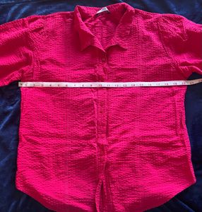 Bright Hot Pink Textured Button-Up Shirt