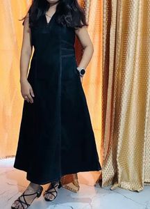 40 inch Stylish Dark Wash Denim Dress