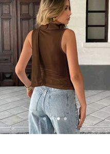 Savana Elegant Brown Halter Neck Top