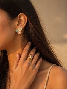 Charming Starfish Ring & Pastel Earrings Set