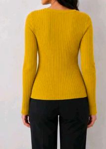 Mustard Ribbed Knit Long Sleeve Top