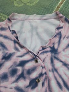 Tie-Dye Button-Up Crop Top