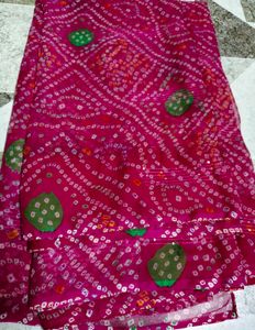 Vibrant Pink Bandhani Saree