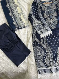 Elegant Navy Blue Kurta Set with Dupatta