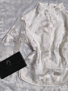 Chinese White Embroidered Top