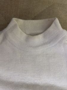 Round Neck White Sweater For Girls