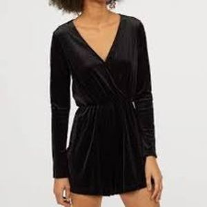 H&amp;M black Velvet Sparkle Playsuit