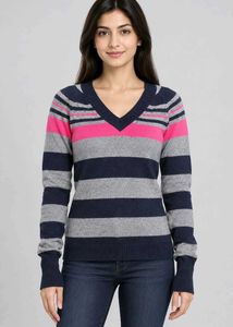 Striped V-Neck Sweater