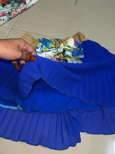 Girls' Butterfly Sleeveless Top &amp; Royal Blue Skirt